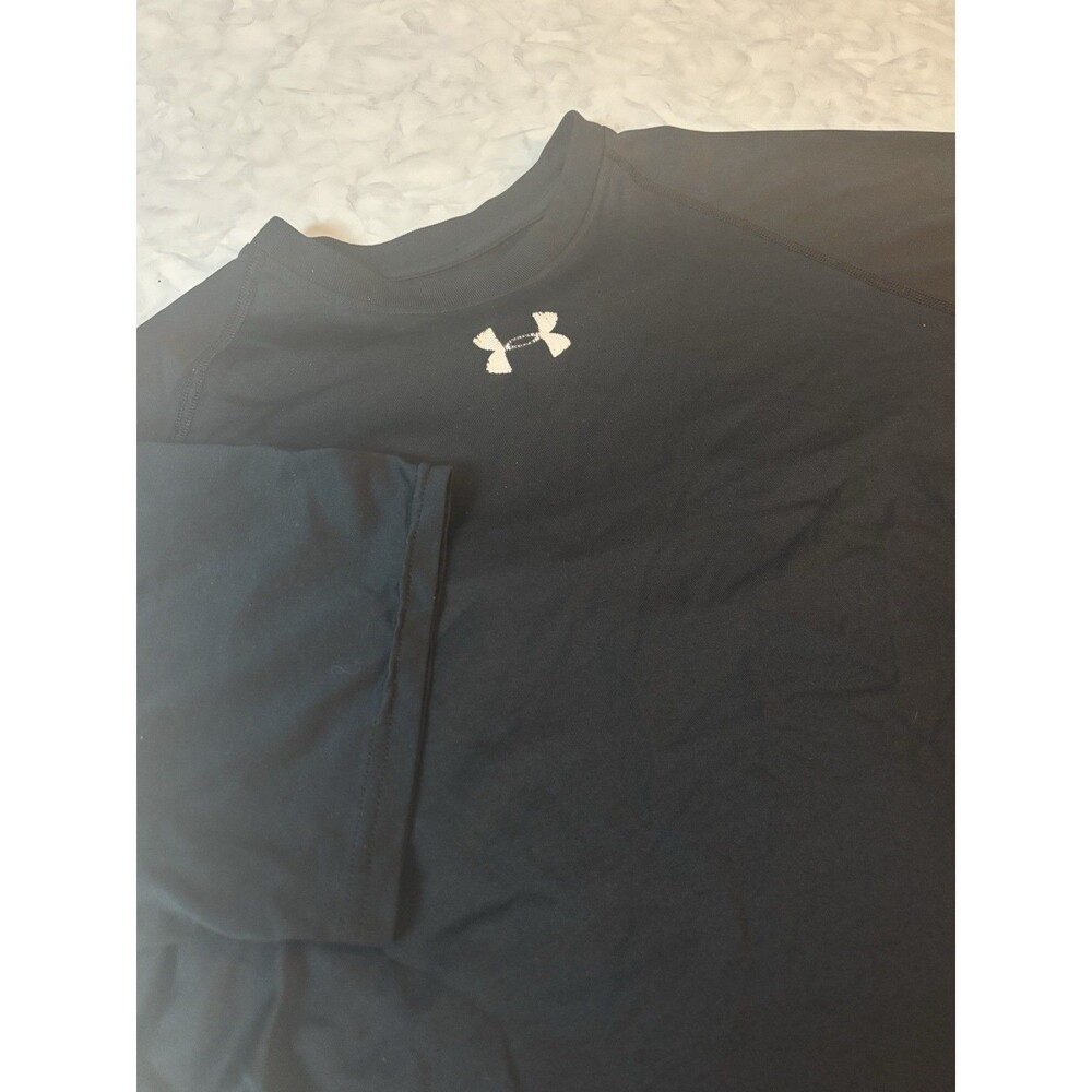Under Armour Mens Large Short Sleeve Compression Shirt Black Center Logo
